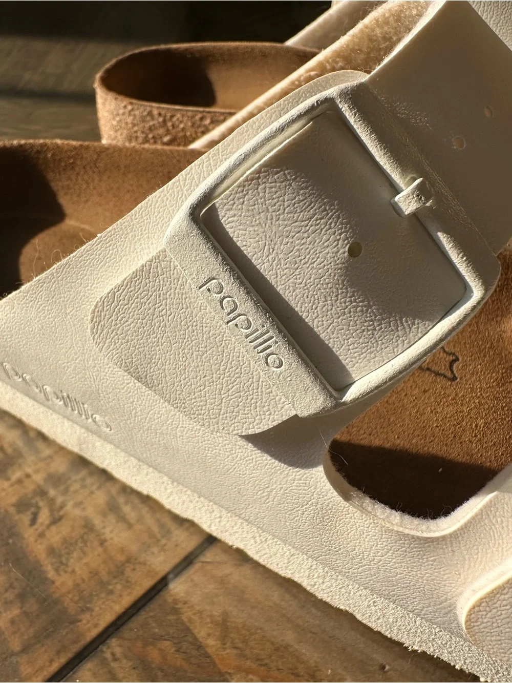 Birkenstock White Two-Strap Leather Sandals